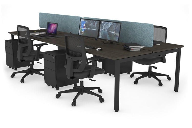 Quadro Square Leg 4 Person Office Workstations [1200L x 700W] Jasonl black leg dark oak blue echo panel (400H x 1200W)