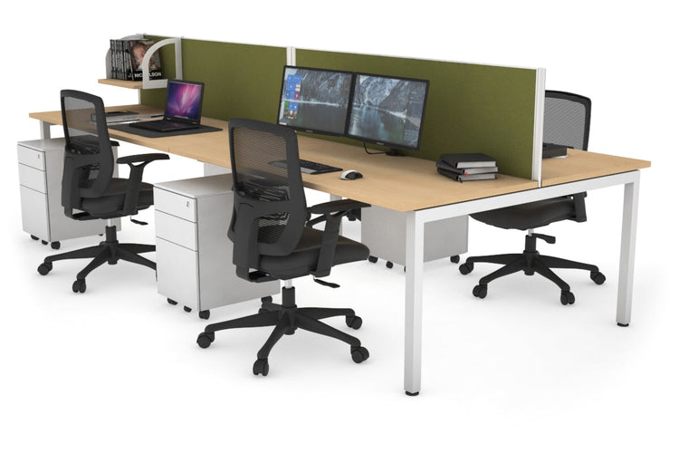 Quadro Square Leg 4 Person Office Workstations [1200L x 700W] Jasonl white leg maple green moss (500H x 1200W)
