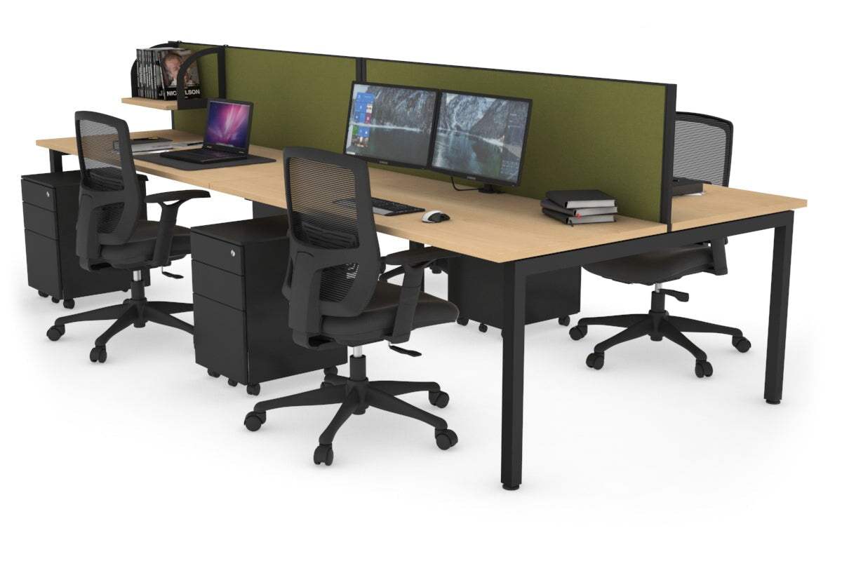 Quadro Square Leg 4 Person Office Workstations [1200L x 700W] Jasonl black leg maple green moss (500H x 1200W)