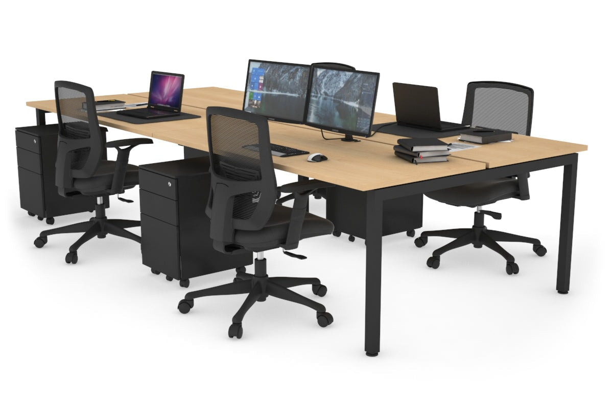 Quadro Square Leg 4 Person Office Workstations [1200L x 700W] Jasonl black leg maple none