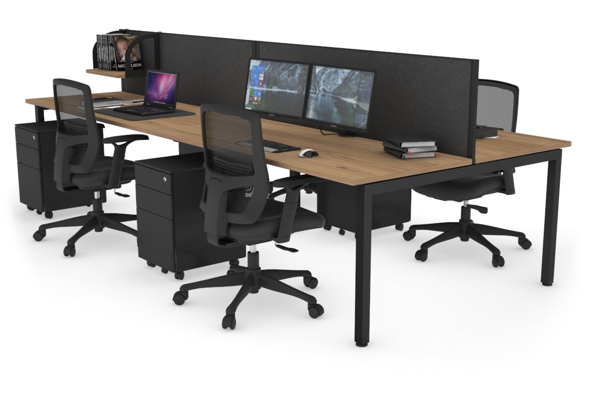 Quadro Square Leg 4 Person Office Workstations [1200L x 700W] Jasonl black leg salvage oak moody charcoal (500H x 1200W)