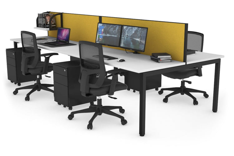 Quadro Square Leg 4 Person Office Workstations [1200L x 700W] Jasonl black leg white mustard yellow (500H x 1200W)