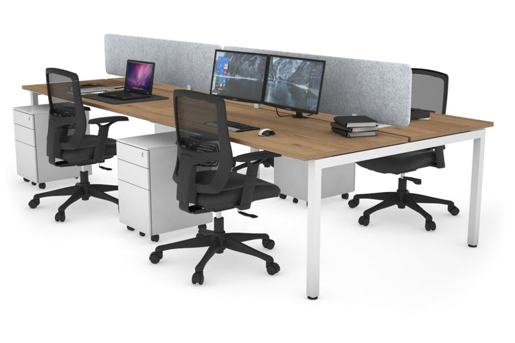 Quadro Square Leg 4 Person Office Workstations [1200L x 700W] Jasonl white leg salvage oak light grey echo panel (400H x 1200W)