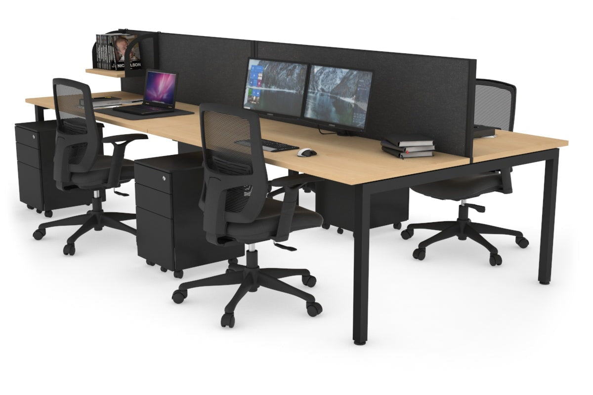 Quadro Square Leg 4 Person Office Workstations [1200L x 700W] Jasonl black leg maple moody charcoal (500H x 1200W)