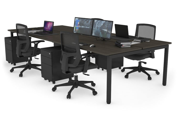 Quadro Square Leg 4 Person Office Workstations [1200L x 700W] Jasonl black leg dark oak none