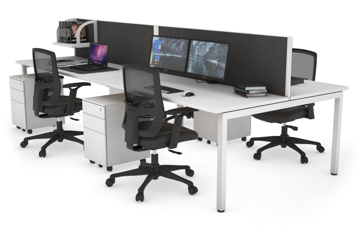 Quadro Square Leg 4 Person Office Workstations [1200L x 700W] Jasonl white leg white moody charcoal (500H x 1200W)