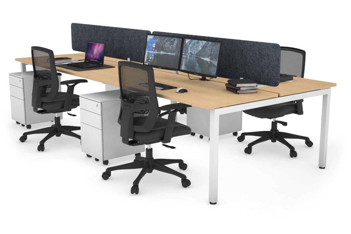 Quadro Square Leg 4 Person Office Workstations [1200L x 700W] Jasonl white leg maple dark grey echo panel (400H x 1200W)