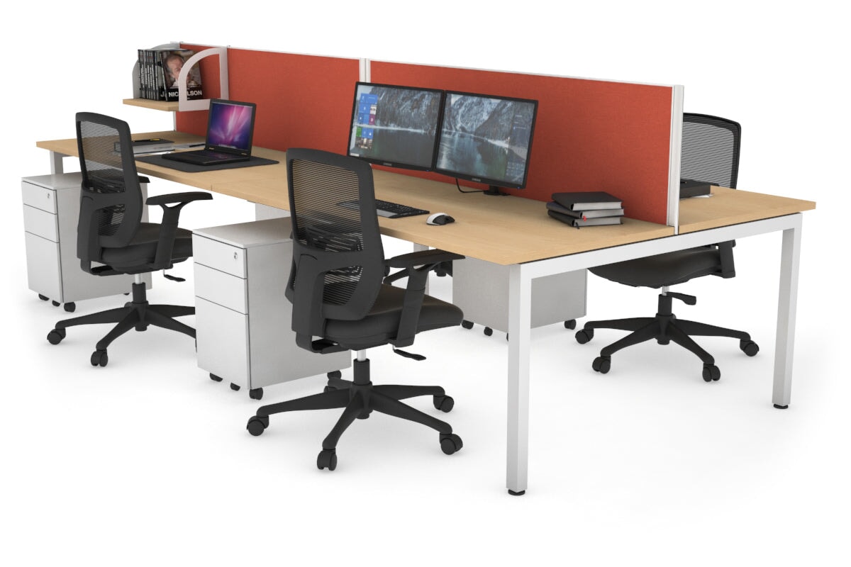 Quadro Square Leg 4 Person Office Workstations [1200L x 700W] Jasonl white leg maple orange squash (500H x 1200W)