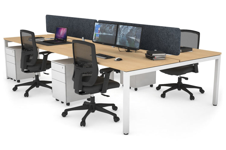 Quadro Square Leg 4 Person Office Workstations [1200L x 800W with Cable Scallop] Jasonl white leg maple dark grey echo panel (400H x 1200W)