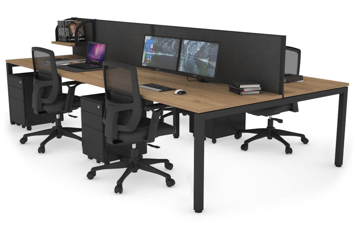 Quadro Square Leg 4 Person Office Workstations [1200L x 800W with Cable Scallop] Jasonl black leg salvage oak moody charcoal (500H x 1200W)