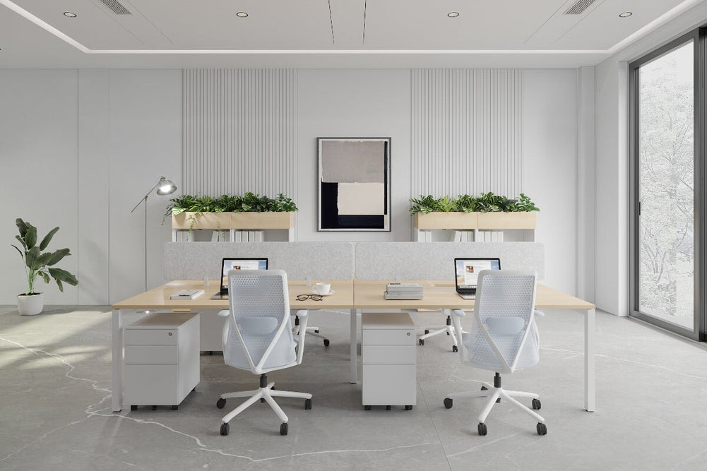 Quadro Square Legs 4 Person Office Workstation [1200L x 800W with Cable Scallop]-black leg dark oak moody charcoal (500H x 1200W)