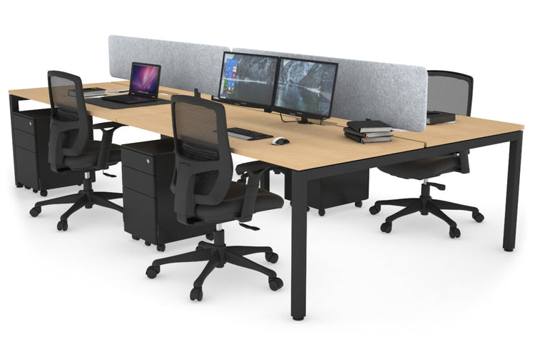 Quadro Square Leg 4 Person Office Workstations [1200L x 800W with Cable Scallop] Jasonl black leg maple light grey echo panel (400H x 1200W)