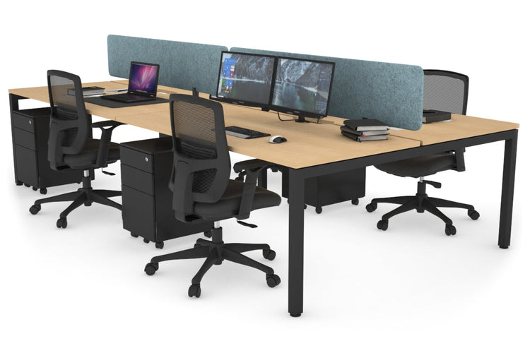 Quadro Square Leg 4 Person Office Workstations [1200L x 800W with Cable Scallop] Jasonl black leg maple blue echo panel (400H x 1200W)