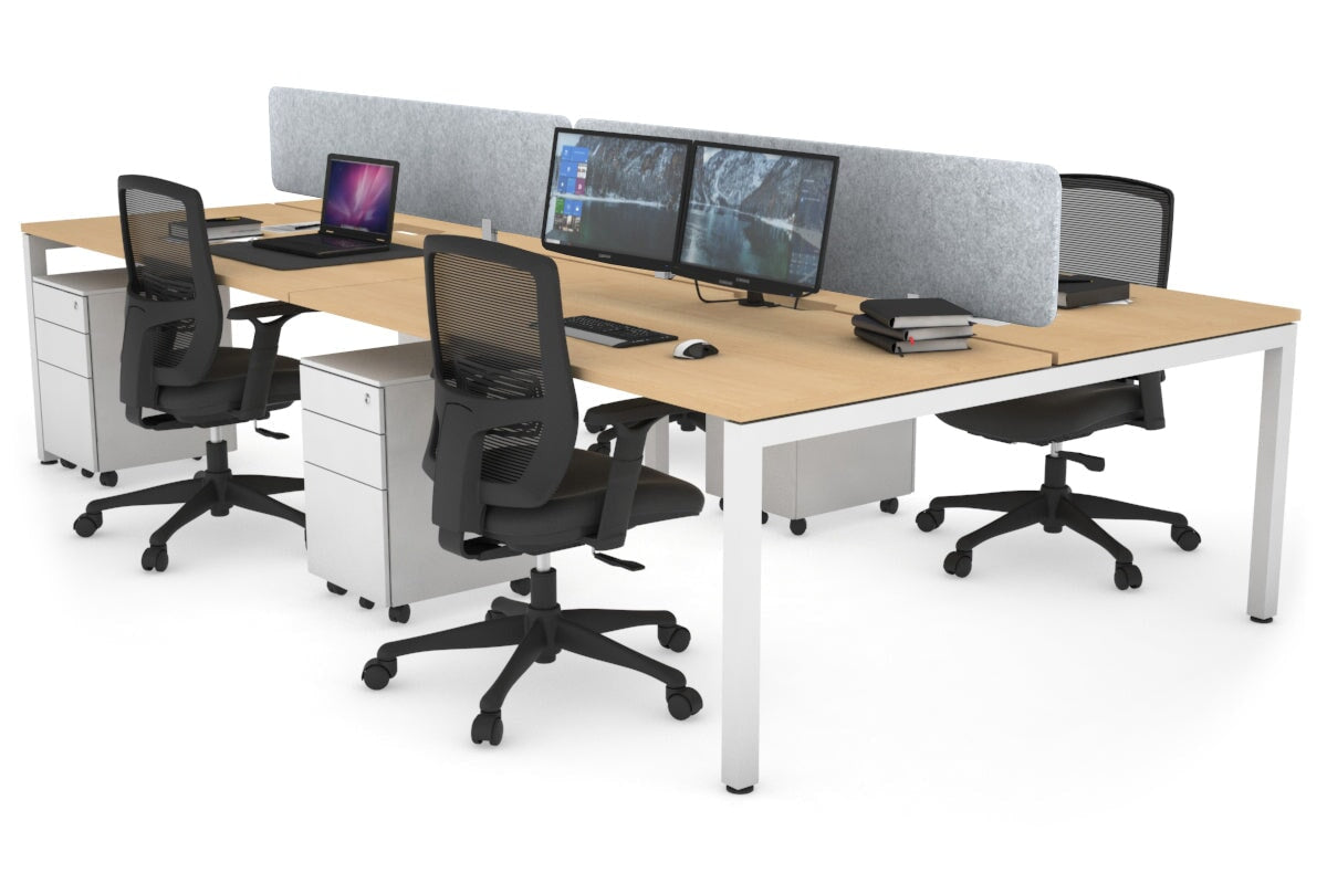 Quadro Square Leg 4 Person Office Workstations [1200L x 800W with Cable Scallop] Jasonl white leg maple light grey echo panel (400H x 1200W)