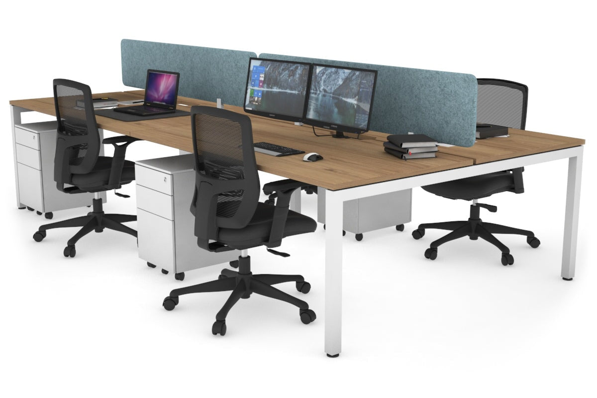 Quadro Square Leg 4 Person Office Workstations [1200L x 800W with Cable Scallop] Jasonl white leg salvage oak blue echo panel (400H x 1200W)