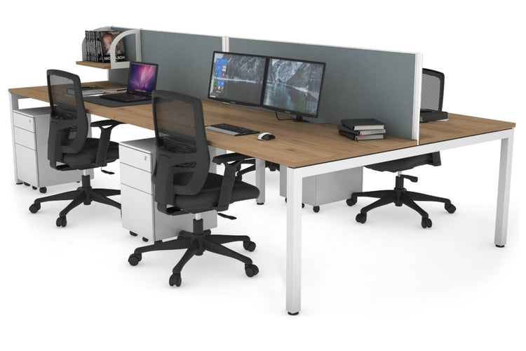 Quadro Square Leg 4 Person Office Workstations [1200L x 800W with Cable Scallop] Jasonl white leg salvage oak cool grey (500H x 1200W)