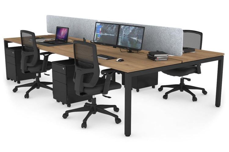Quadro Square Leg 4 Person Office Workstations [1200L x 800W with Cable Scallop] Jasonl black leg salvage oak light grey echo panel (400H x 1200W)