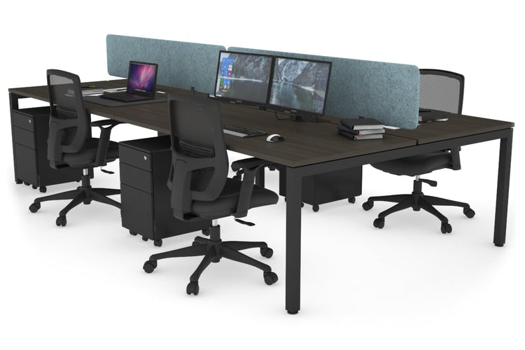 Quadro Square Leg 4 Person Office Workstations [1200L x 800W with Cable Scallop] Jasonl black leg dark oak blue echo panel (400H x 1200W)