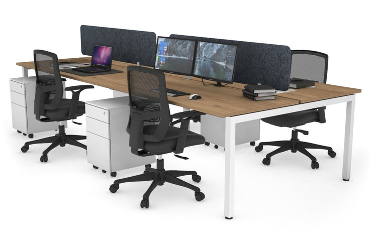 Quadro Square Leg 4 Person Office Workstations [1400L x 700W] Jasonl white leg salvage oak dark grey echo panel (400H x 1200W)