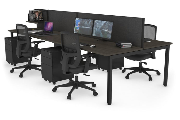 Quadro Square Leg 4 Person Office Workstations [1400L x 700W] Jasonl black leg dark oak moody charcoal (500H x 1400W)