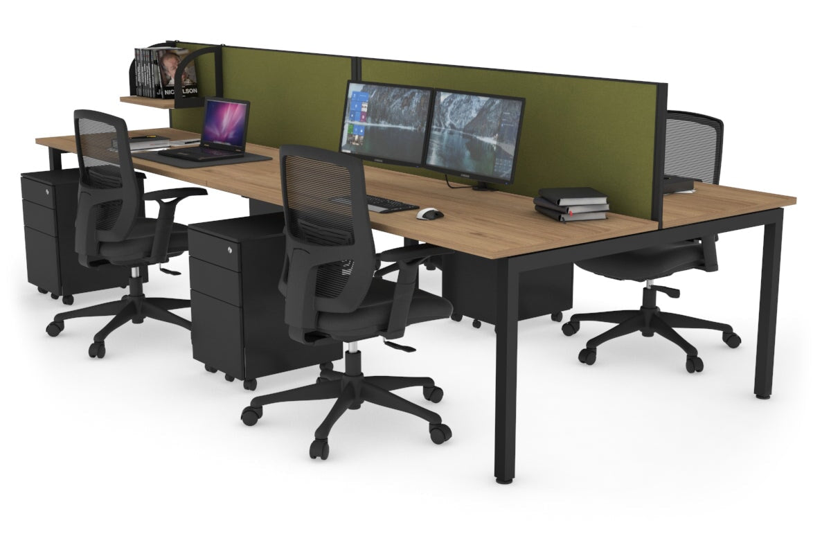 Quadro Square Leg 4 Person Office Workstations [1400L x 700W] Jasonl black leg salvage oak green moss (500H x 1400W)