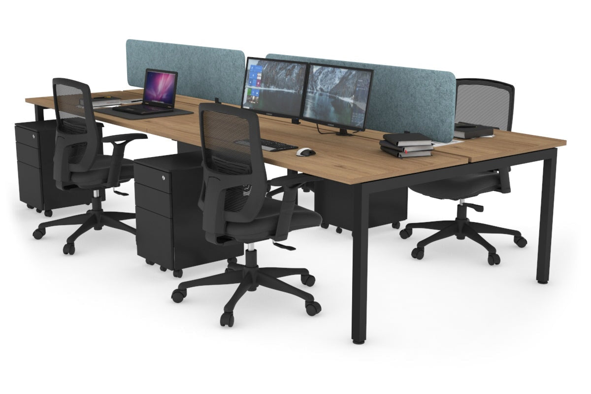 Quadro Square Leg 4 Person Office Workstations [1400L x 700W] Jasonl black leg salvage oak blue echo panel (400H x 1200W)