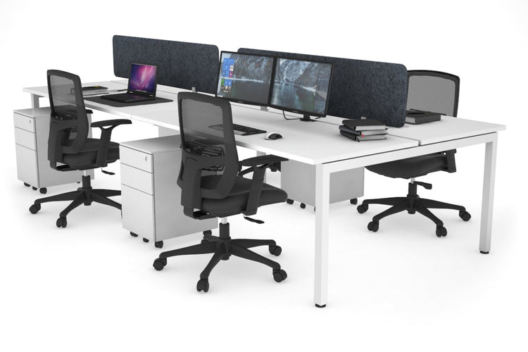 Quadro Square Leg 4 Person Office Workstations [1400L x 700W] Jasonl white leg white dark grey echo panel (400H x 1200W)
