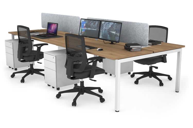 Quadro Square Leg 4 Person Office Workstations [1400L x 700W] Jasonl white leg salvage oak light grey echo panel (400H x 1200W)