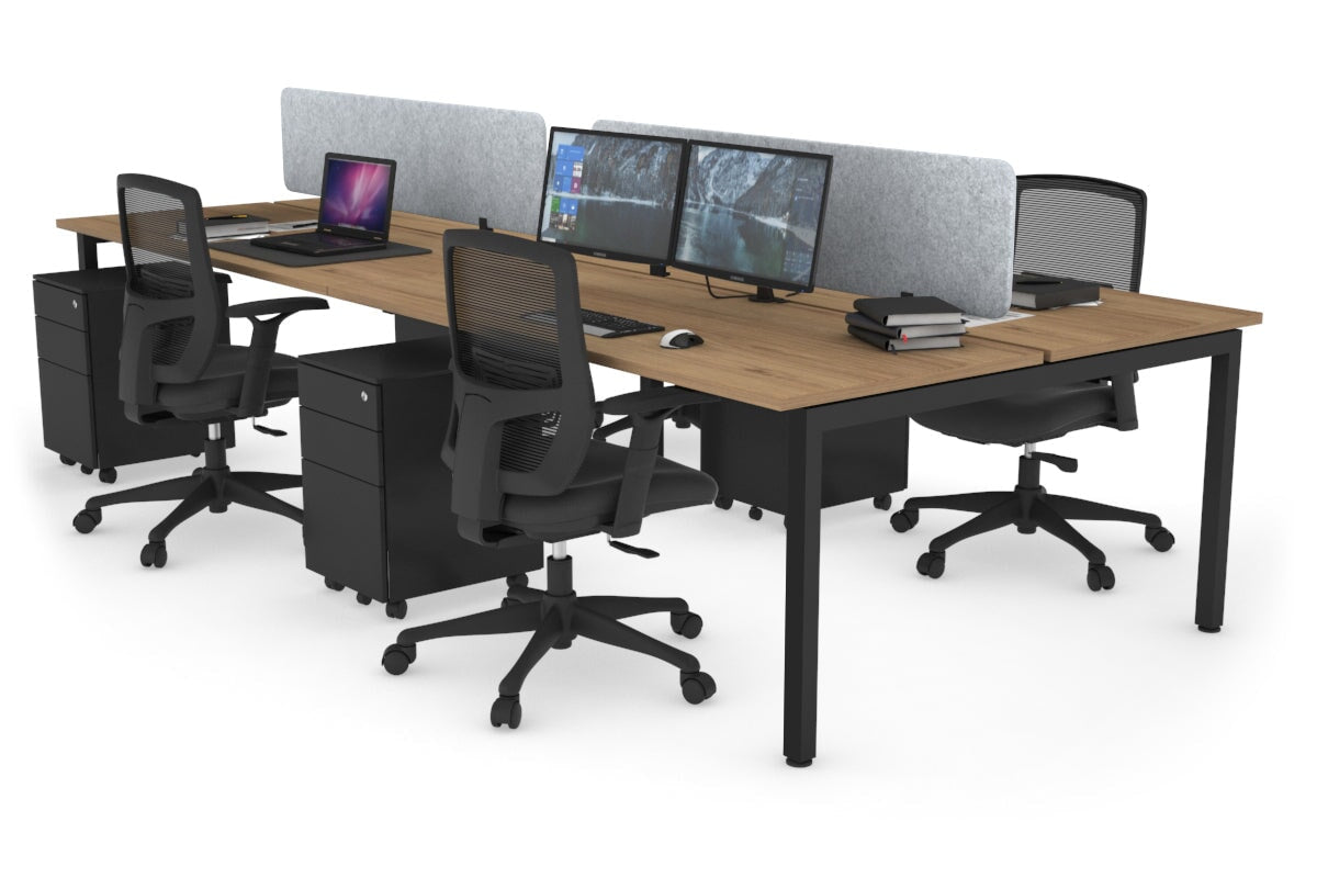 Quadro Square Leg 4 Person Office Workstations [1400L x 700W] Jasonl black leg salvage oak light grey echo panel (400H x 1200W)