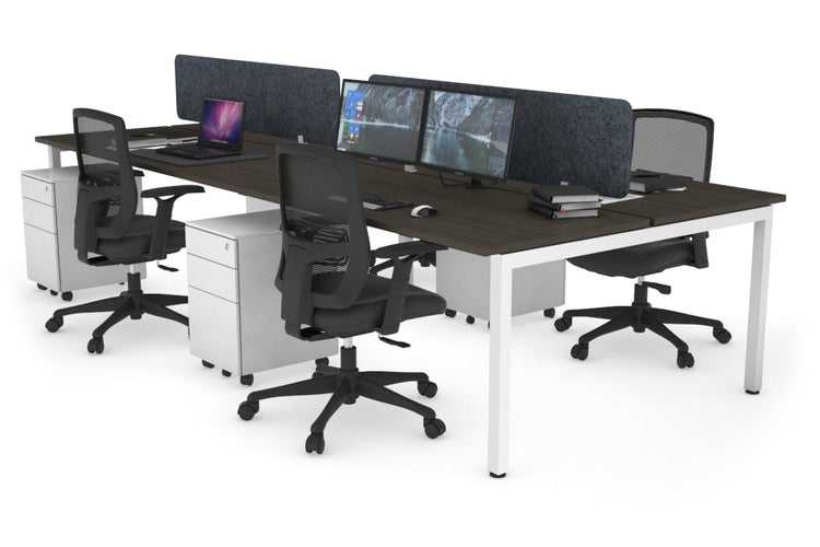 Quadro Square Leg 4 Person Office Workstations [1400L x 700W] Jasonl white leg dark oak dark grey echo panel (400H x 1200W)