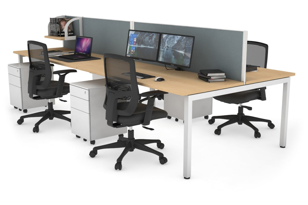 Quadro Square Leg 4 Person Office Workstations [1400L x 700W] Jasonl white leg maple cool grey (500H x 1400W)