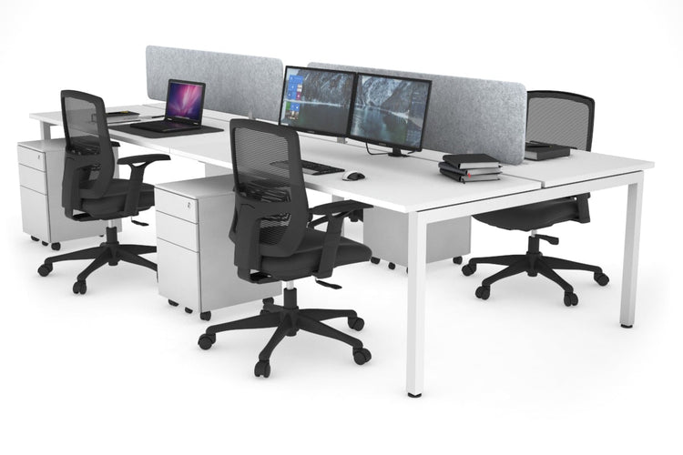 Quadro Square Leg 4 Person Office Workstations [1400L x 700W] Jasonl white leg white light grey echo panel (400H x 1200W)
