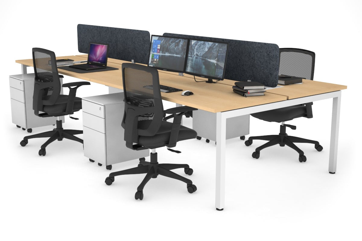 Quadro Square Leg 4 Person Office Workstations [1400L x 700W] Jasonl white leg maple dark grey echo panel (400H x 1200W)