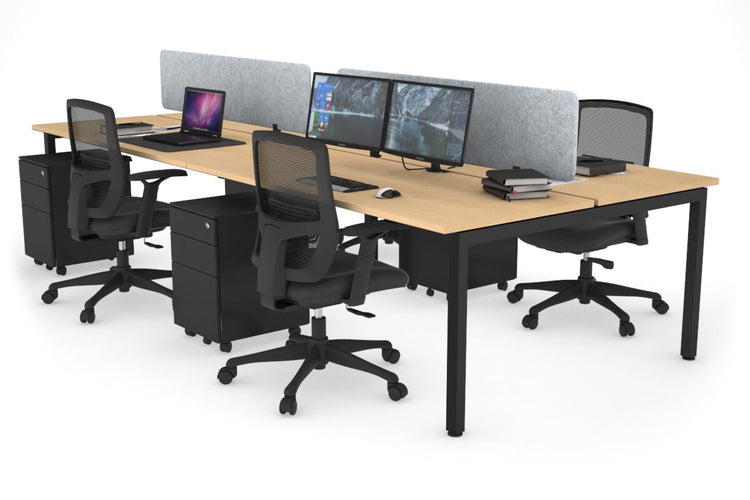 Quadro Square Leg 4 Person Office Workstations [1400L x 700W] Jasonl black leg maple light grey echo panel (400H x 1200W)