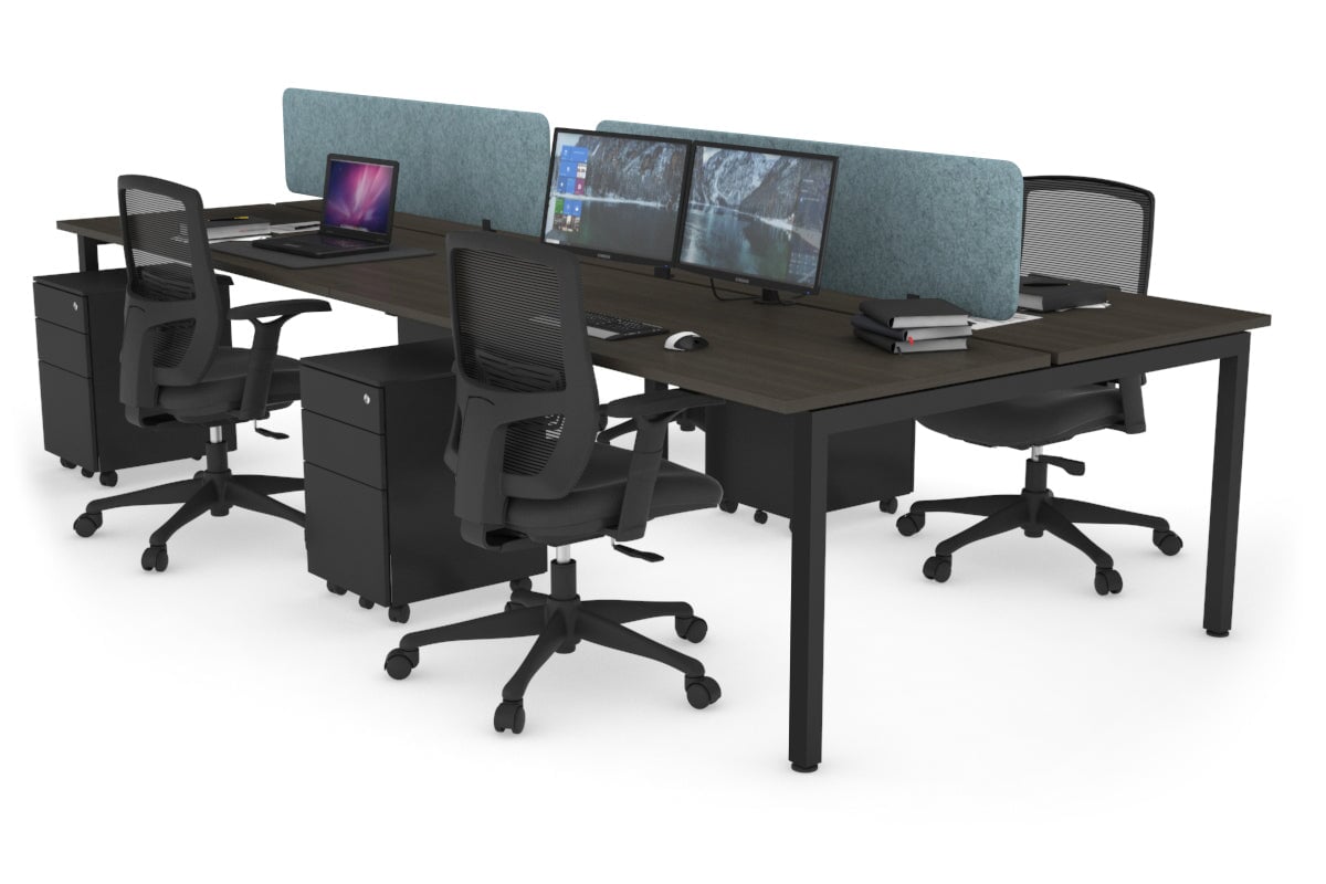 Quadro Square Leg 4 Person Office Workstations [1400L x 700W] Jasonl black leg dark oak blue echo panel (400H x 1200W)