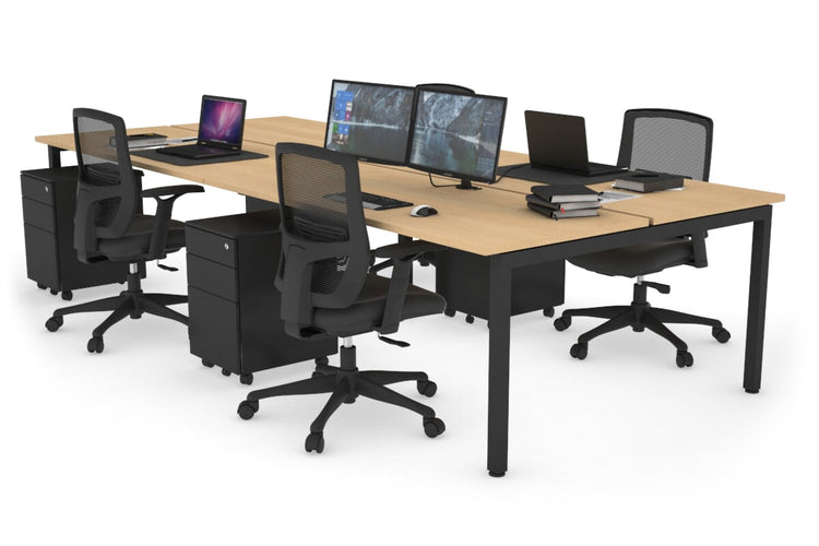 Quadro Square Leg 4 Person Office Workstations [1400L x 700W] Jasonl black leg maple none