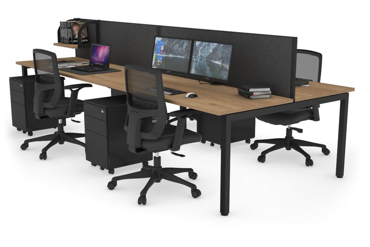 Quadro Square Leg 4 Person Office Workstations [1400L x 700W] Jasonl black leg salvage oak moody charcoal (500H x 1400W)