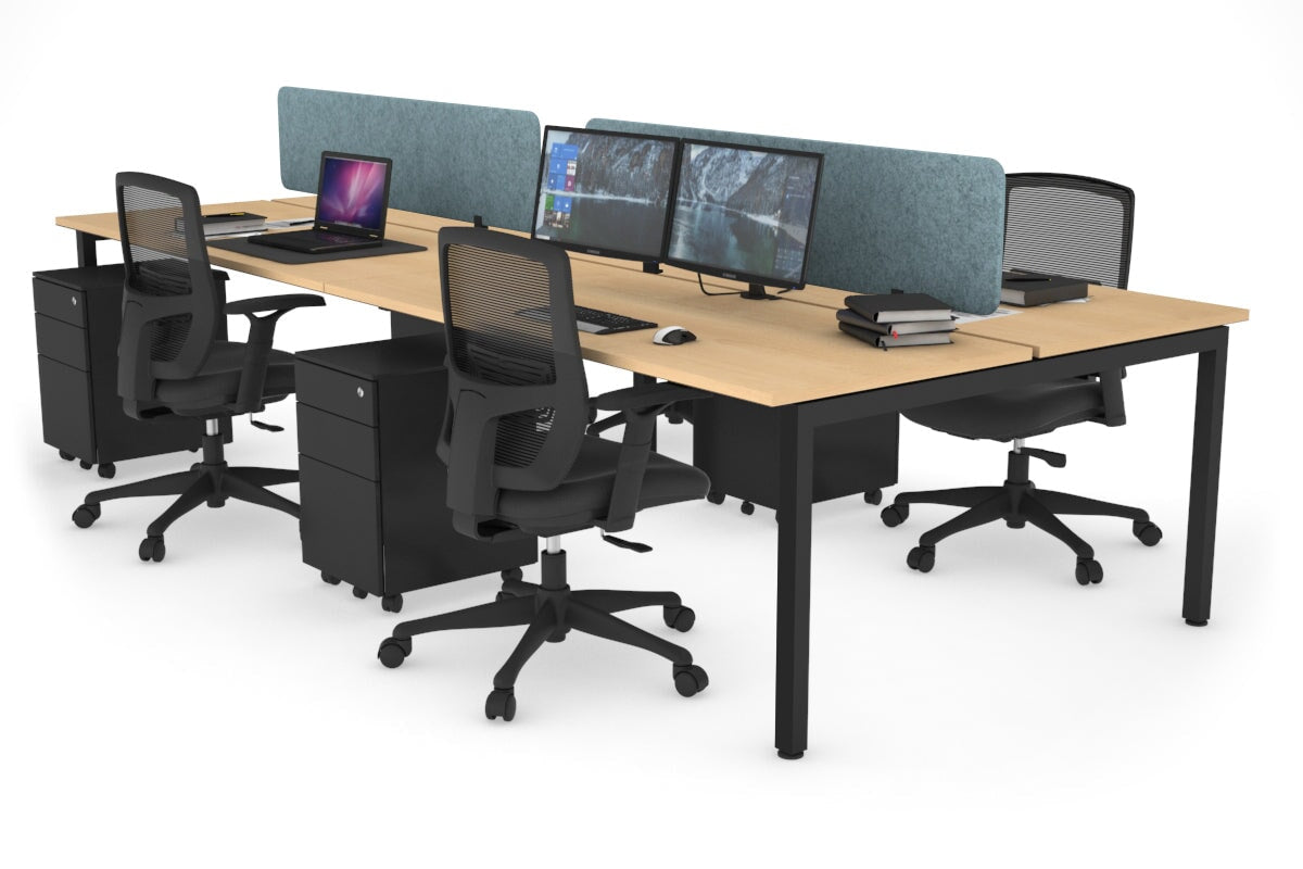Quadro Square Leg 4 Person Office Workstations [1400L x 700W] Jasonl black leg maple blue echo panel (400H x 1200W)
