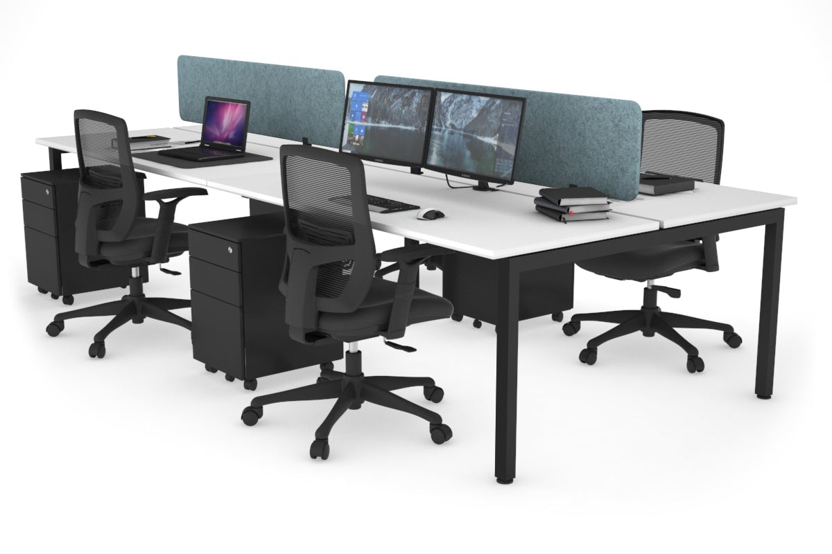 Quadro Square Leg 4 Person Office Workstations [1400L x 700W] Jasonl black leg white blue echo panel (400H x 1200W)