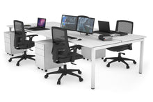 - Quadro Square Leg 4 Person Office Workstations [1400L x 700W] - 1