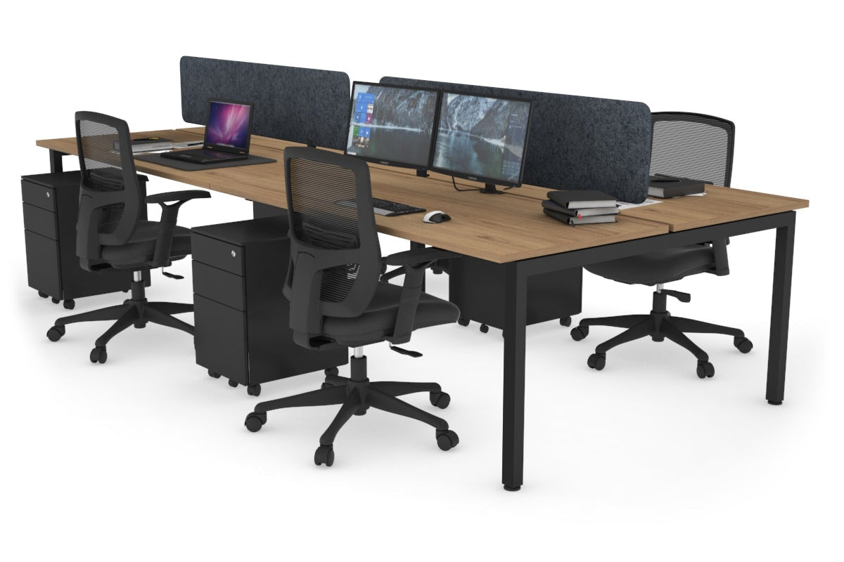 Quadro Square Leg 4 Person Office Workstations [1400L x 700W] Jasonl black leg salvage oak dark grey echo panel (400H x 1200W)
