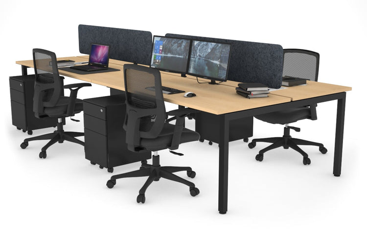 Quadro Square Leg 4 Person Office Workstations [1400L x 700W] Jasonl black leg maple dark grey echo panel (400H x 1200W)