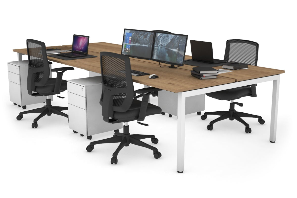 Quadro Square Leg 4 Person Office Workstations [1400L x 700W] Jasonl white leg salvage oak none