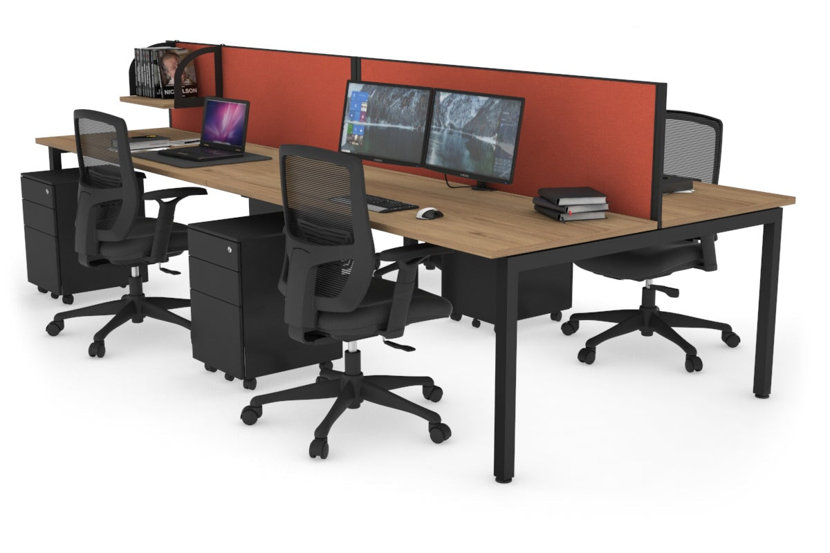 Quadro Square Leg 4 Person Office Workstations [1400L x 700W] Jasonl black leg salvage oak orange squash (500H x 1400W)
