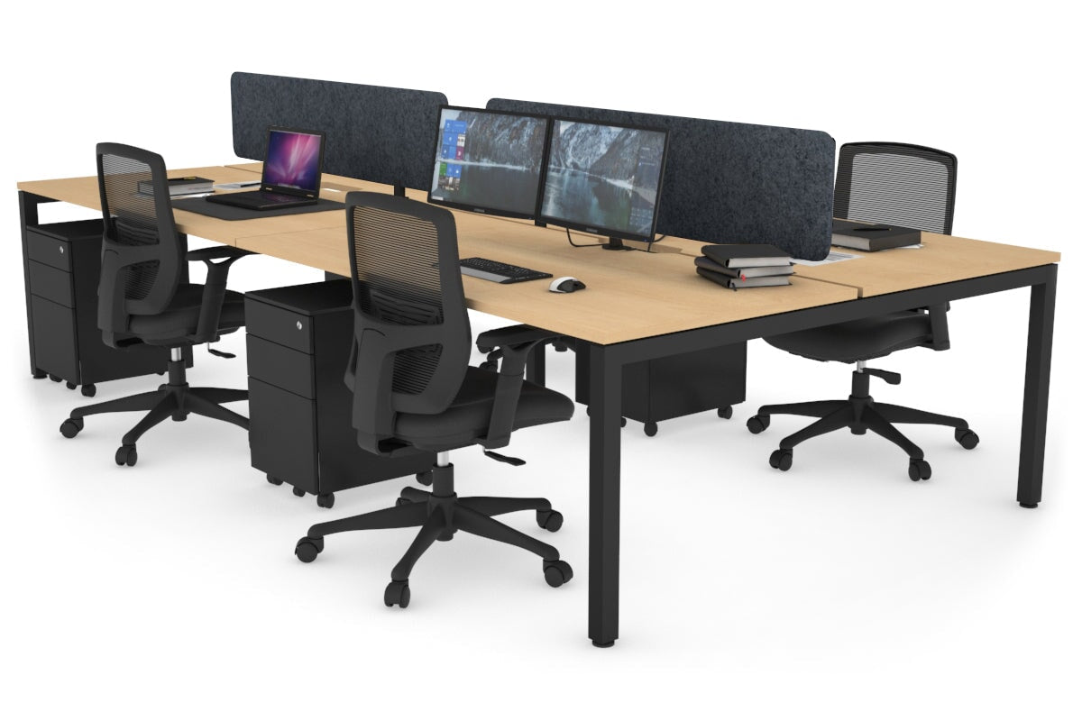 Quadro Square Leg 4 Person Office Workstations [1400L x 800W with Cable Scallop] Jasonl black leg maple dark grey echo panel (400H x 1200W)