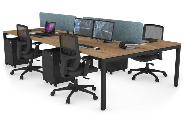 Quadro Square Leg 4 Person Office Workstations [1400L x 800W with Cable Scallop] Jasonl black leg salvage oak blue echo panel (400H x 1200W)