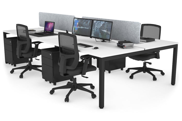 Quadro Square Leg 4 Person Office Workstations [1400L x 800W with Cable Scallop] Jasonl black leg white light grey echo panel (400H x 1200W)