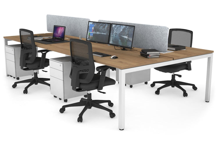 Quadro Square Leg 4 Person Office Workstations [1400L x 800W with Cable Scallop] Jasonl white leg salvage oak light grey echo panel (400H x 1200W)