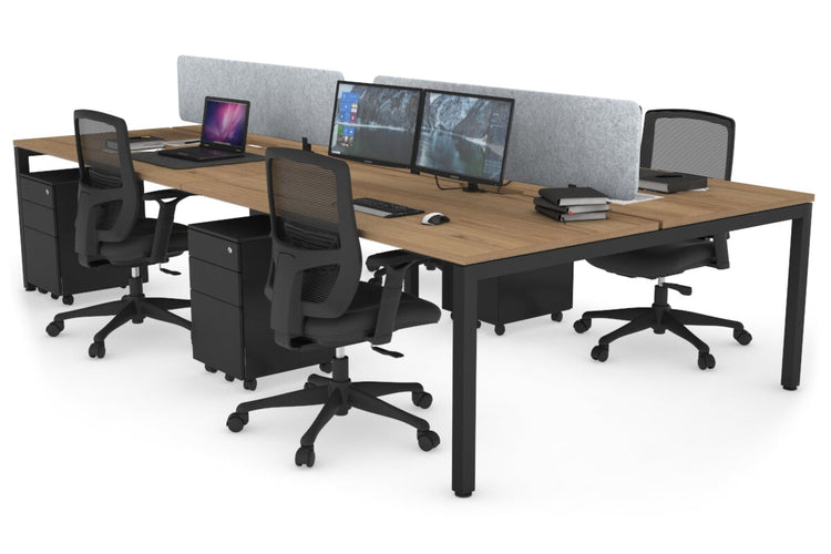 Quadro Square Leg 4 Person Office Workstations [1400L x 800W with Cable Scallop] Jasonl black leg salvage oak light grey echo panel (400H x 1200W)