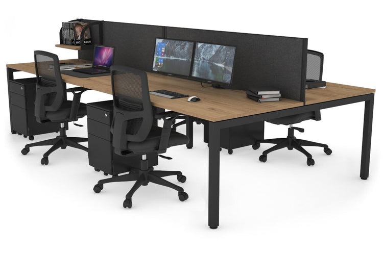 Quadro Square Leg 4 Person Office Workstations [1400L x 800W with Cable Scallop] Jasonl black leg salvage oak moody charcoal (500H x 1400W)